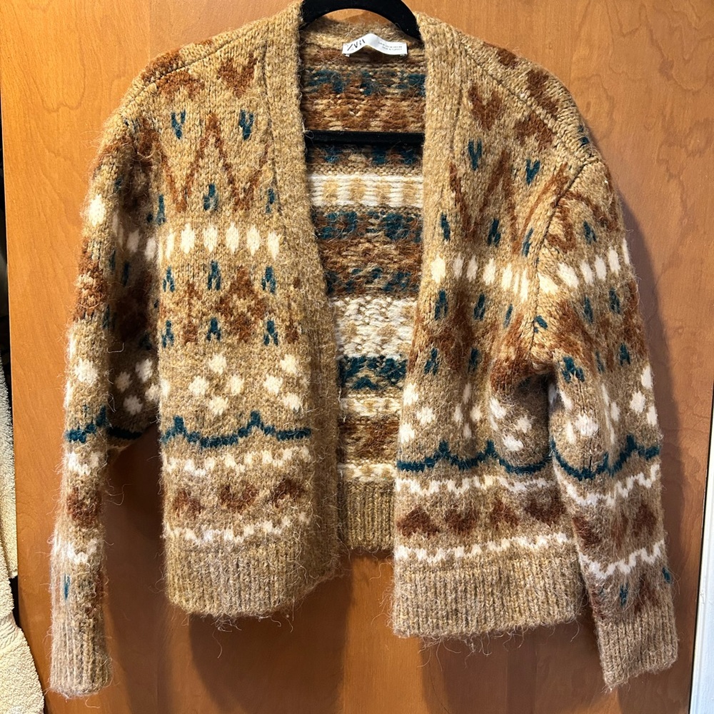 ZARA Brown Festive Cardigan